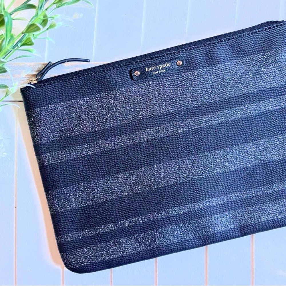 Kate Spade Black and Glitter Striped Bag